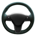 Green Alcantara Car Steering Wheel Cover D6026