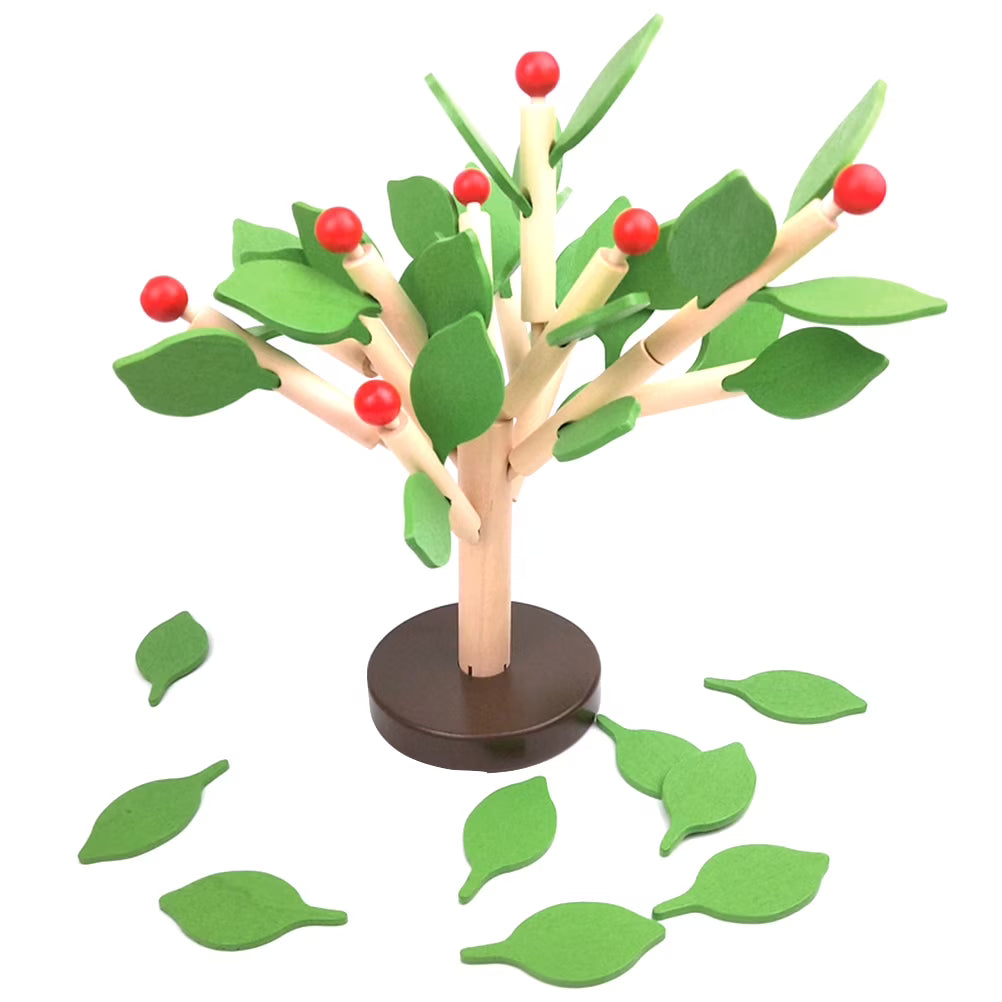 Wooden Tree Blocks Building Set with Leaves (Green) R268