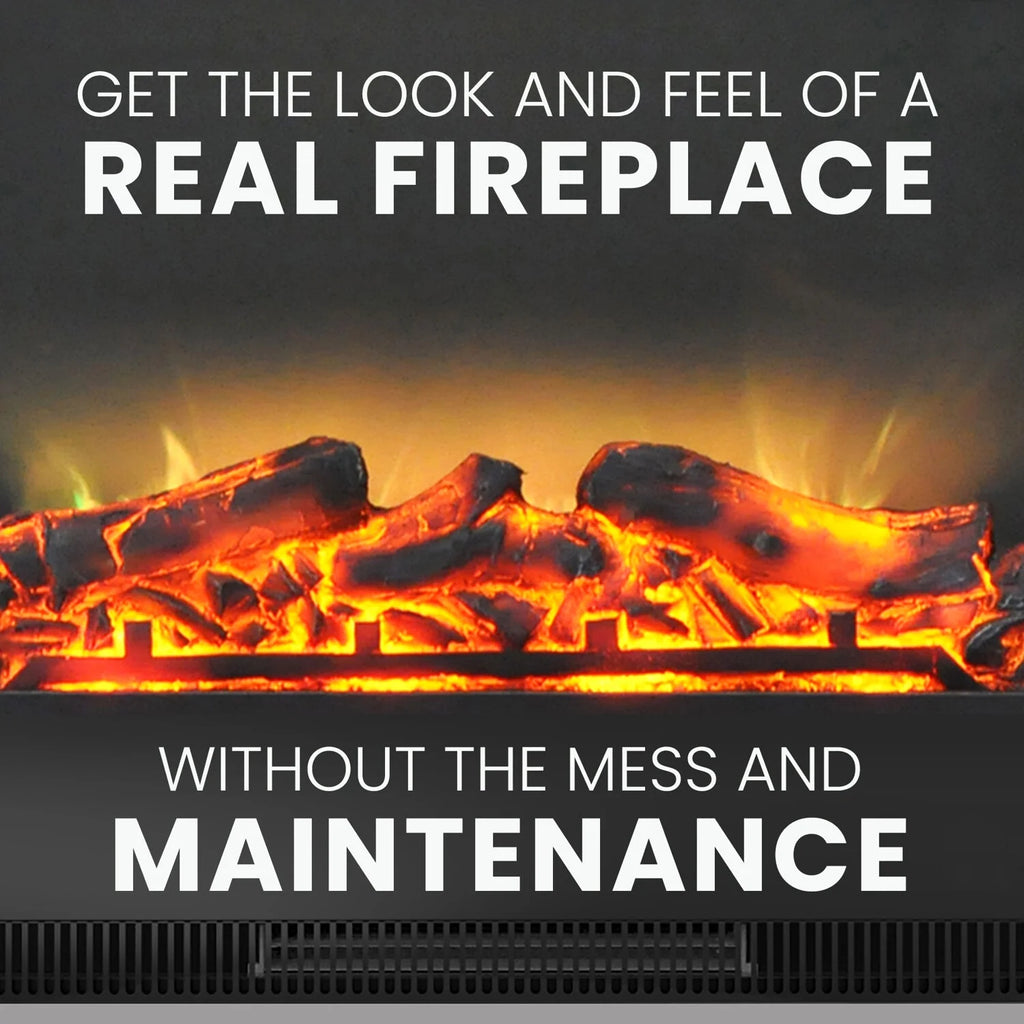 Freestanding Electric Fireplace with Log Insert, Cherry V65335