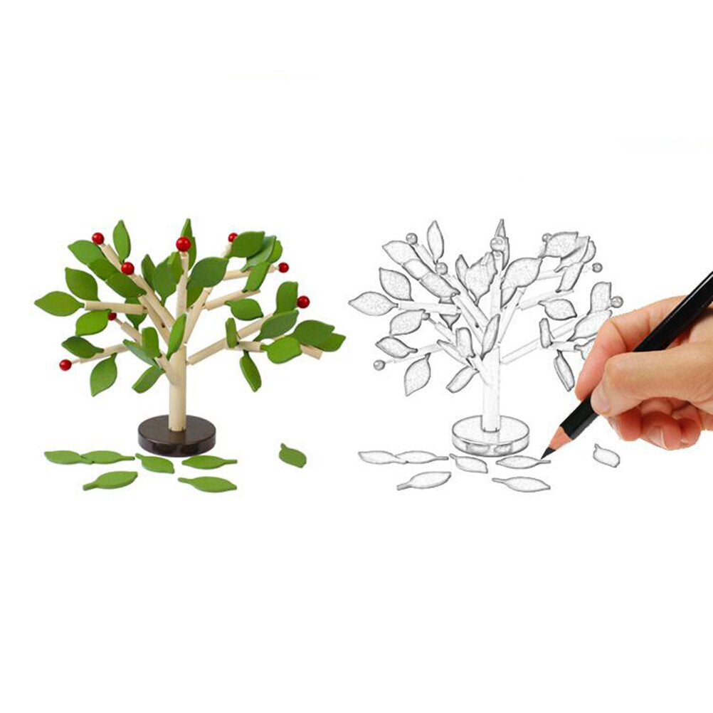 Wooden Tree Blocks Building Set with Leaves (Green) R268