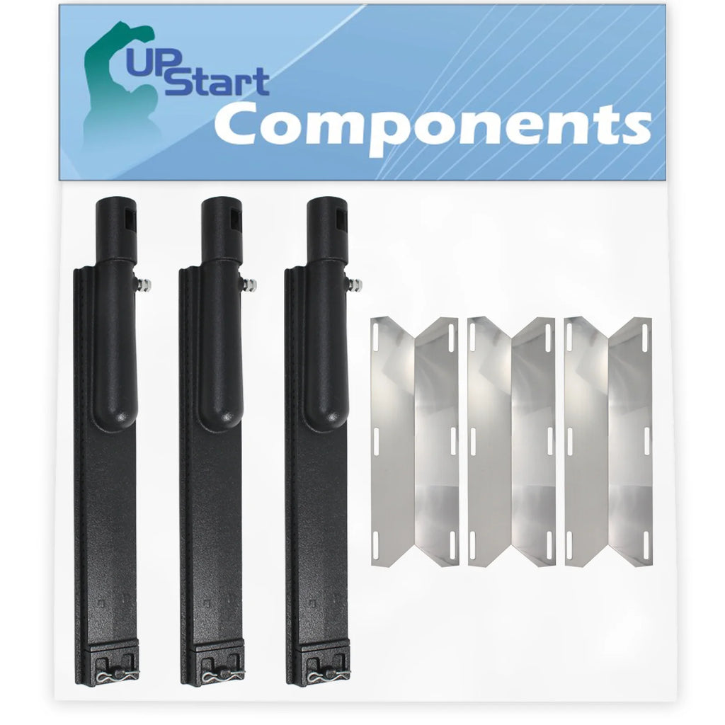 3-Pack BBQ Gas Grill Tube Burner & Heat Shield Plate Replacement Parts I9580