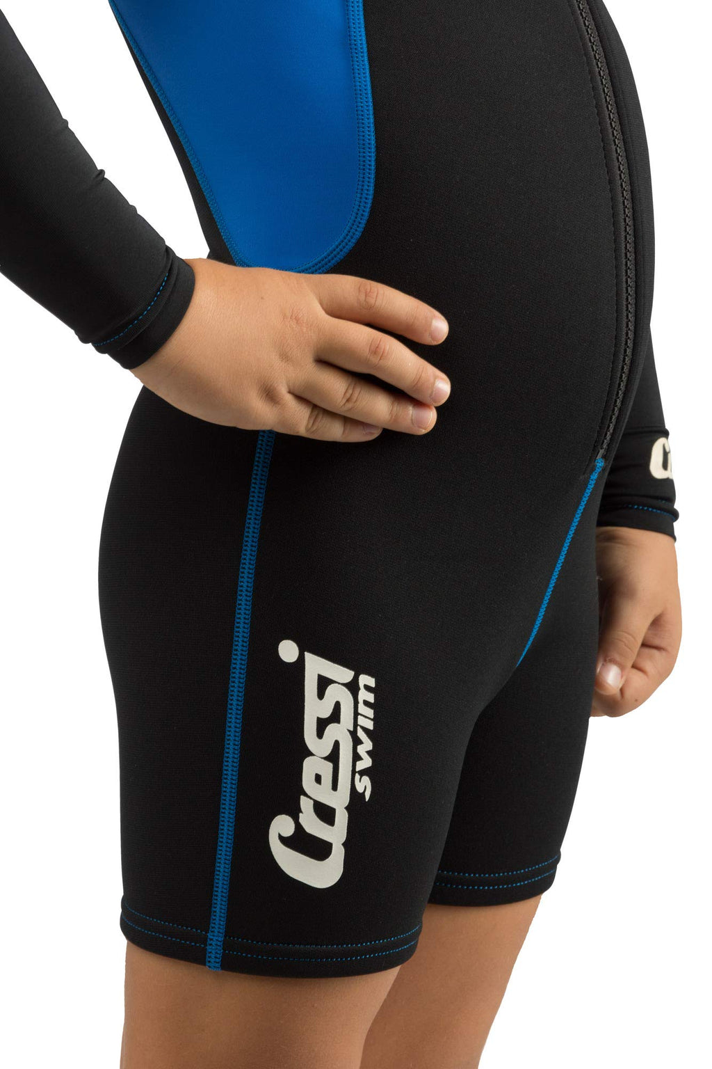 Black/Blue XX-Large Boy's Long Sleeve One-piece Shorty Swimsuit V385
