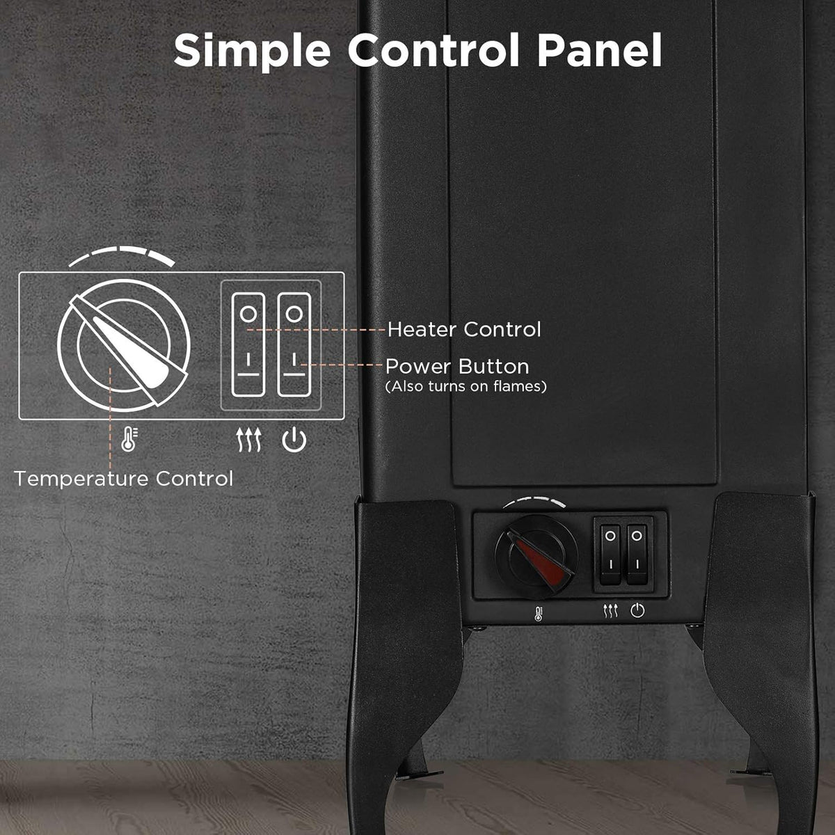 Compact Electric Fireplace Stove, Freestanding, 18" 1400W D9440