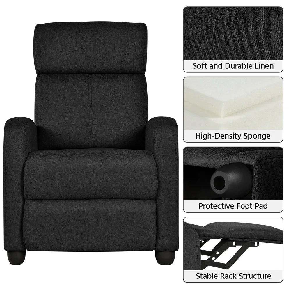 Black Fabric Recliner Set of 2 U856