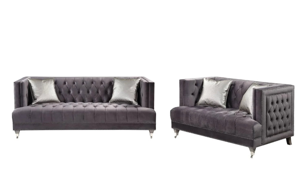 Gray Velvet Sofa and Loveseat M466332