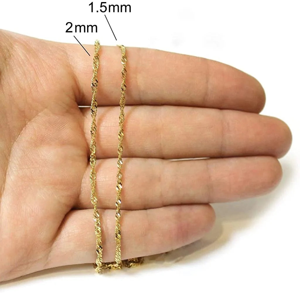 10K Yellow Gold 1.5mm Singapore Pendant Chain Necklace H8777