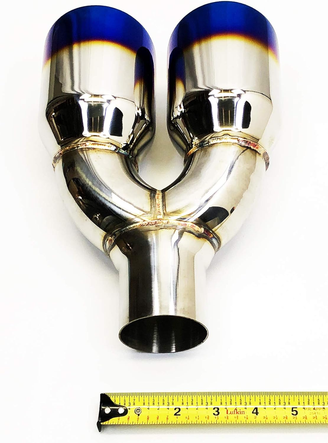 Exhaust Tip 2.25" Inlet 3.50" Outlet 9.50" long Dual Round Slant Stainless Blue Flame Pack of 2 K644