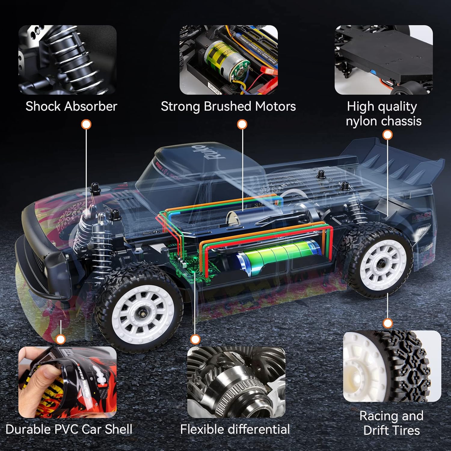 1/16 2.4Ghz 4WD RC Rally Racing Car with Headlights Y398754