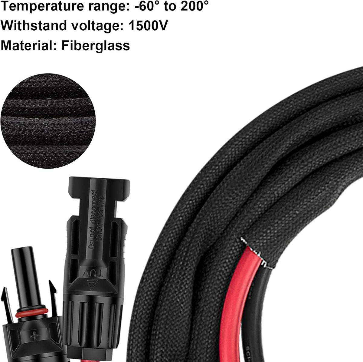 20Ft 10AWG Solar Extension Cable with Female and Male Connector U3468