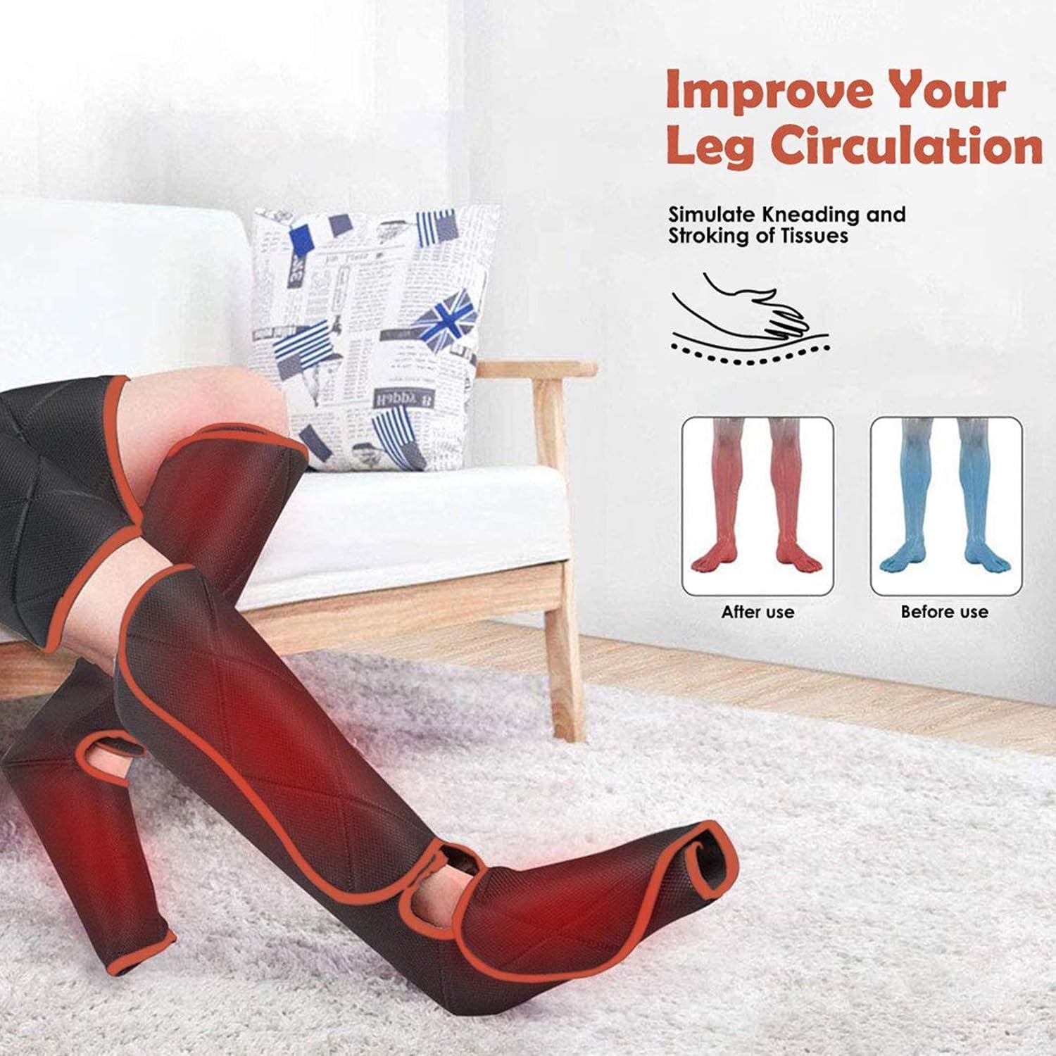Arms Leg Massager with Heat Function, Foot Massager with 4 Modes 4 Intensities V445759