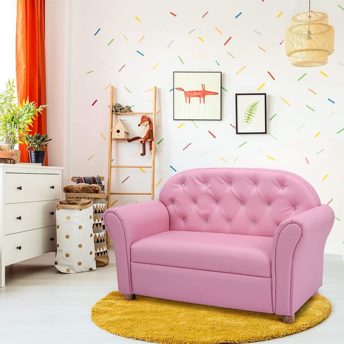 Pink 2 Seat Kids Sofa Bed L4471