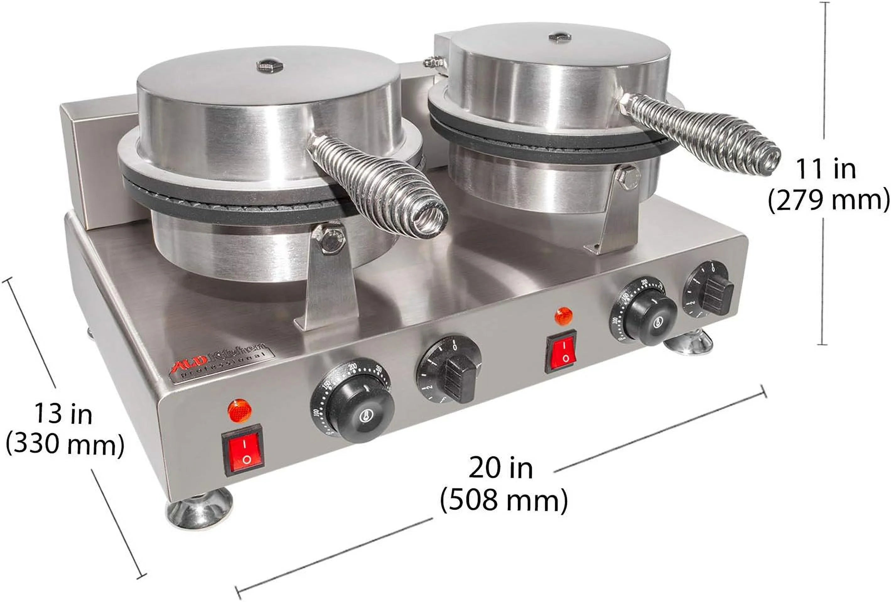 Stainless Steel 2-Head Waffle Cone Maker O253717