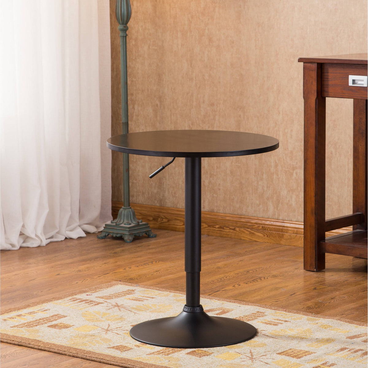 Black Round Adjustable Height Metal Bar Table W263
