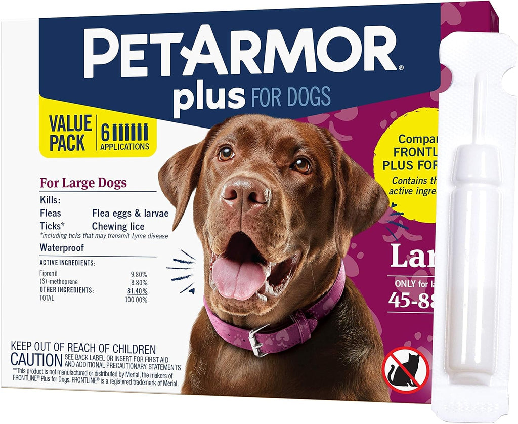 PETARMOR Plus Topical Flea and Tick Prevention for Dogs, 6 Count Pack of 2 A579