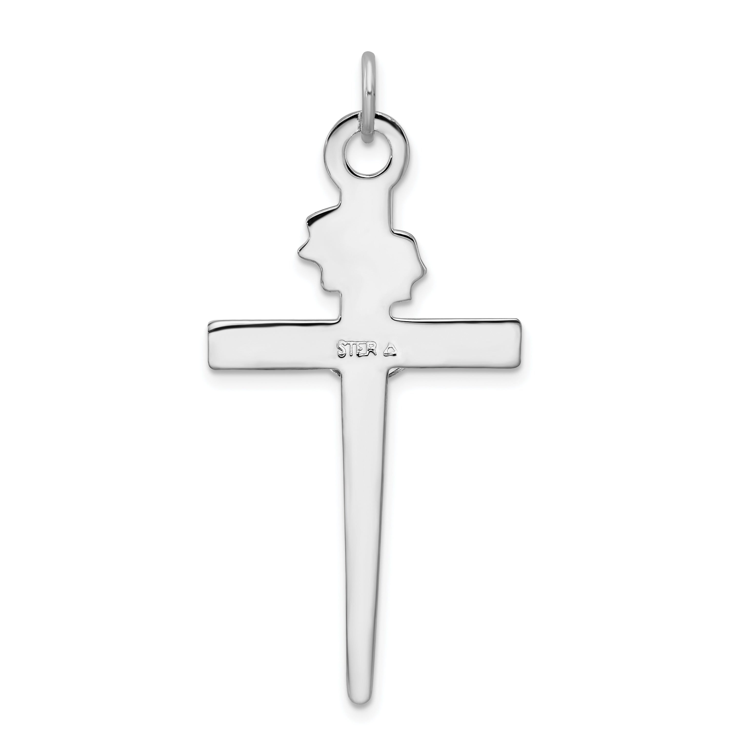 18K Gold Rhodium-Plated Sterling Silver Crucifix Charm Pendant with Sterling Silver Cable Chain Necklace O633807