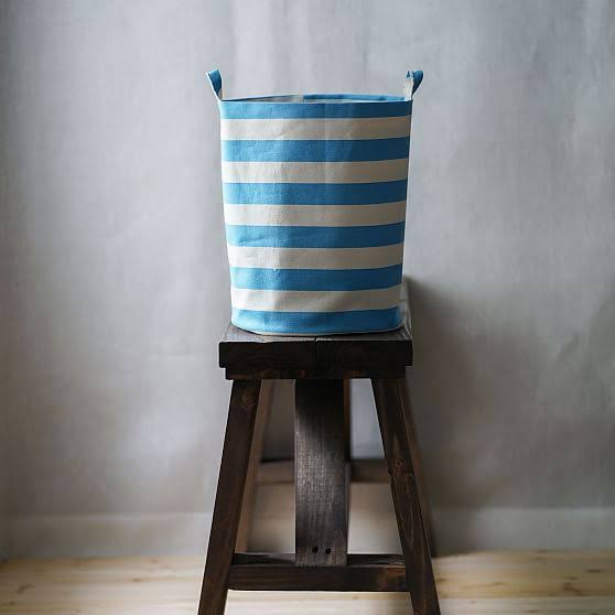 Blue Stripe 12oz Cotton Canvas Storage Bin U1247