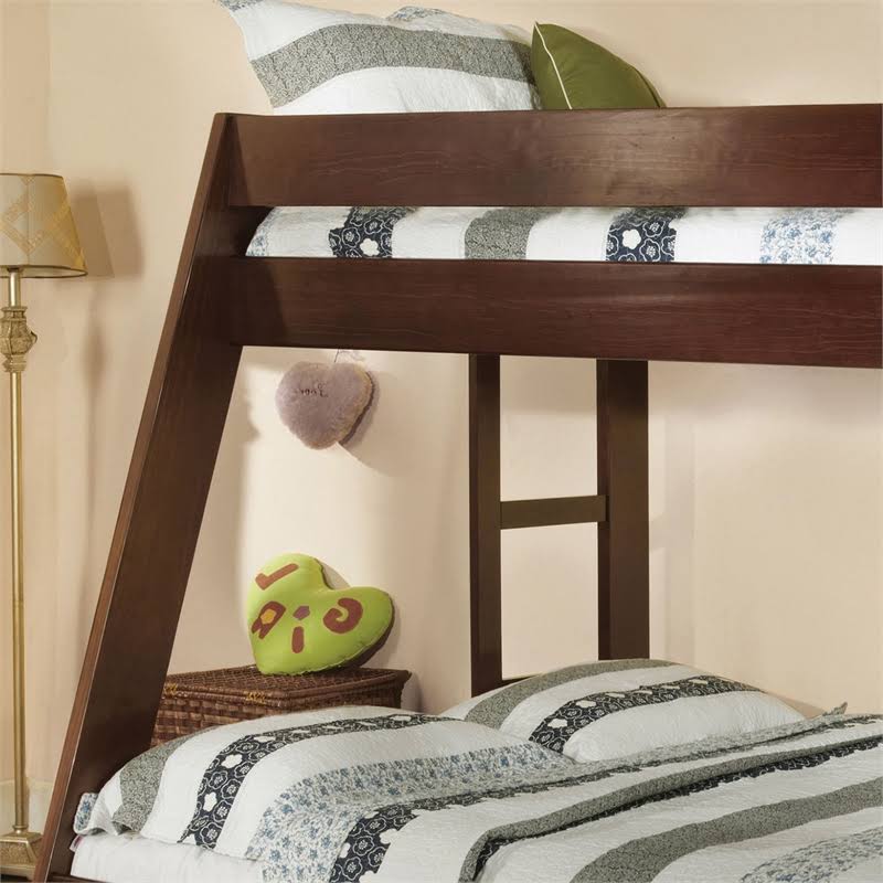 Dark Walnut Wood Twin Over Full Bunk Bed N2820