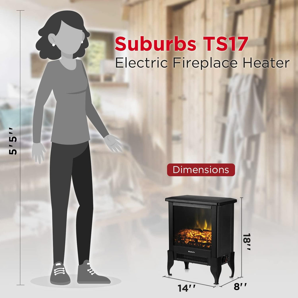 Compact Electric Fireplace Stove, Freestanding, 18" 1400W D9440