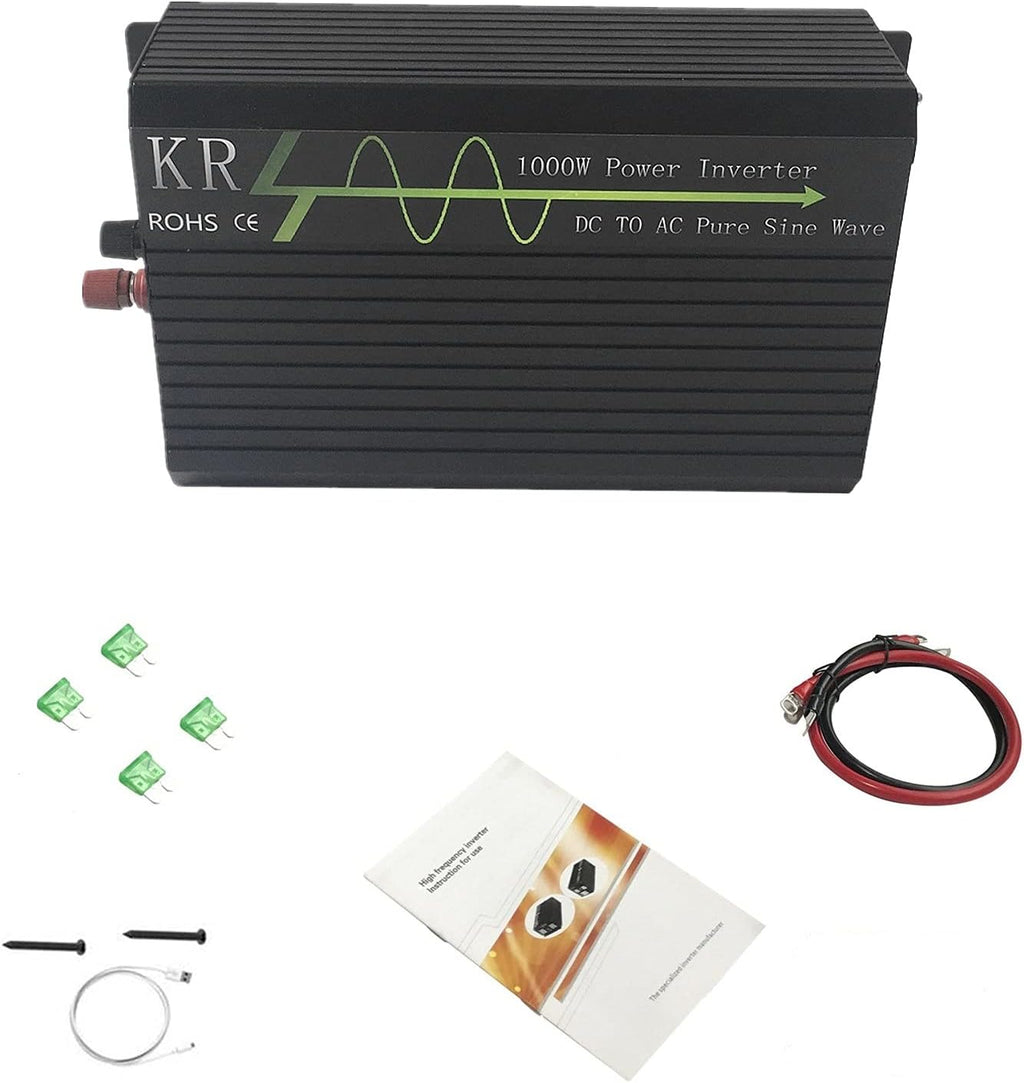 1000W Pure Sine Wave Power Inverter 24V DC to 120V AC 60HZ with USB LCD Display Y749749