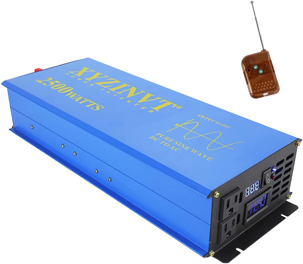 2000 watt Pure Sine Wave Power Inverter DC 12V to AC 120V with LED Display and Wireless Remote Controller H5594