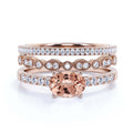 2.50 Carat Oval Cut Morganite And Diamond Moissanite Engagement Ring in 10k Solid Rose Gold J8462