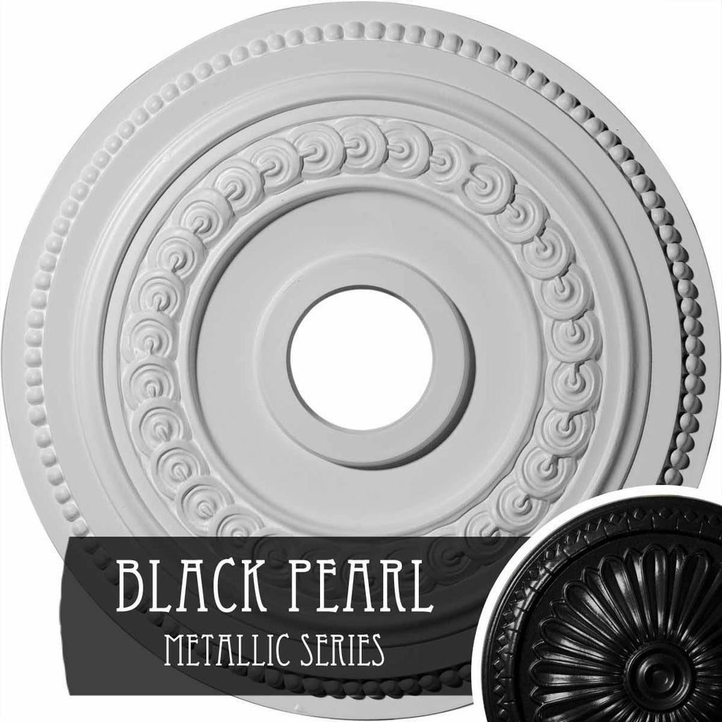 18x22OD x 3 3/8x22ID x 7/8x22P Hand-Painted Black Pearl Ceiling Medallion O9951