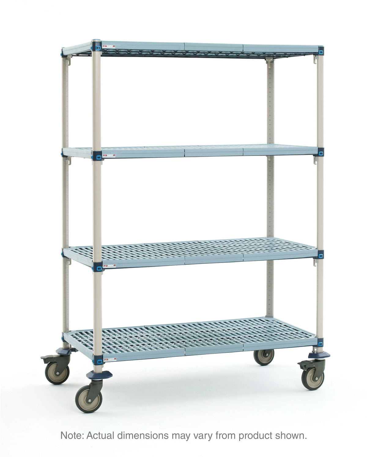 4-Tier Stem Caster Cart with Open Grid Shelves S26662