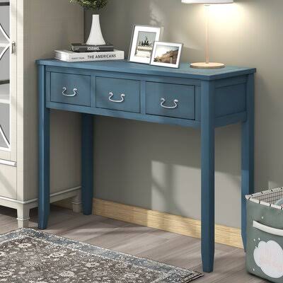Navy 3 Drawer Console Table O514