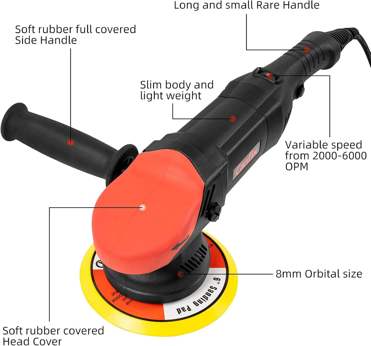 Dual Action Orbital Car Polisher with 5" and 6" Pads Pack of 2 B68864