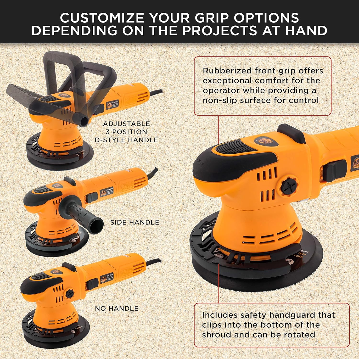 6 Random Orbit Dual-Action Polisher Buffer Sander with 8 Waffle Foam Pad Kit D9010