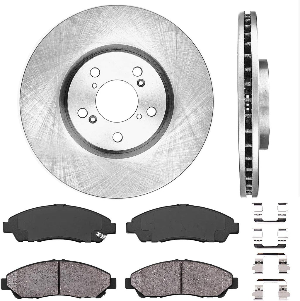 5 Lug Brake Disc Rotors and Ceramic Brake Pads with Clips M96294