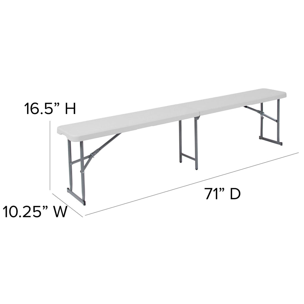 10.25 x 71 Inch Granite White Plastic Bench with Carrying Handle X9243