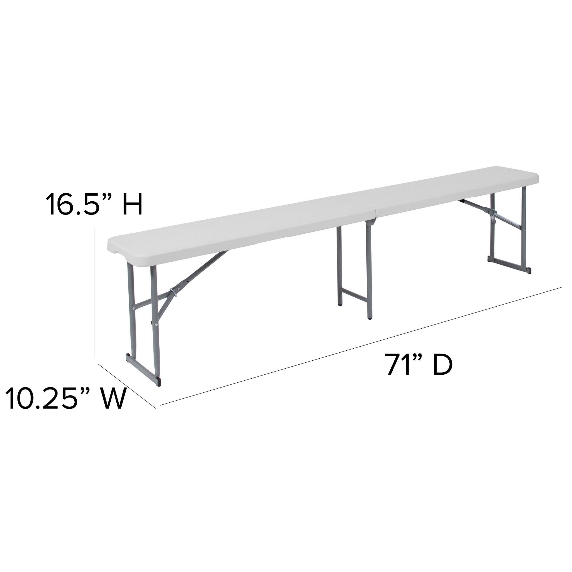 10.25 x 71 Inch Granite White Plastic Bench with Carrying Handle X9243