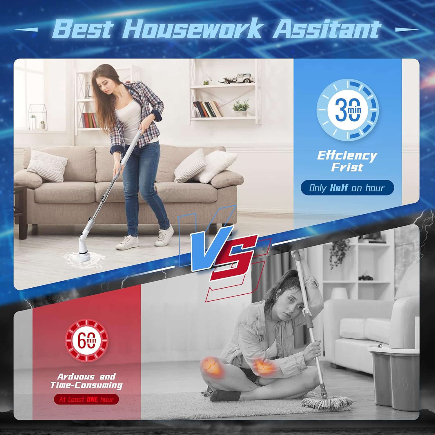 Cordless Electric Spin Scrubber with 4 Replaceable Brush Heads J95284