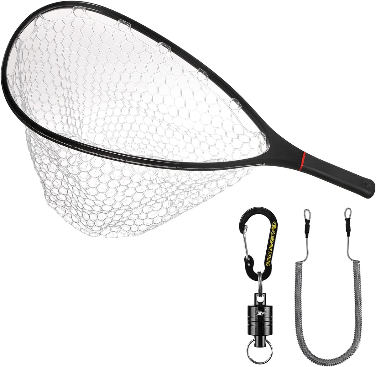 Stealth Carbon Fiber Landing Net with Soft Silicone Rubber Mesh G7708