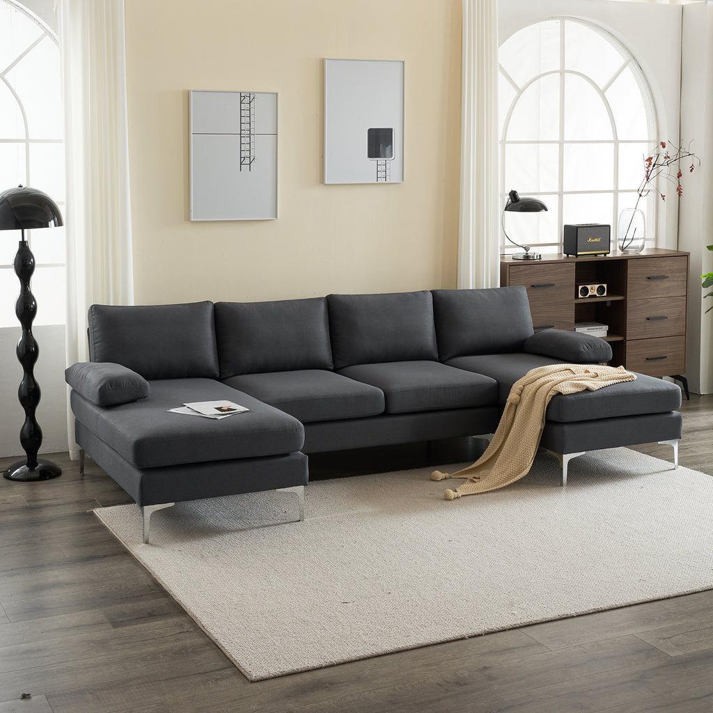 Dark Gray U-Shaped 4-Seat Modular Sofa K685