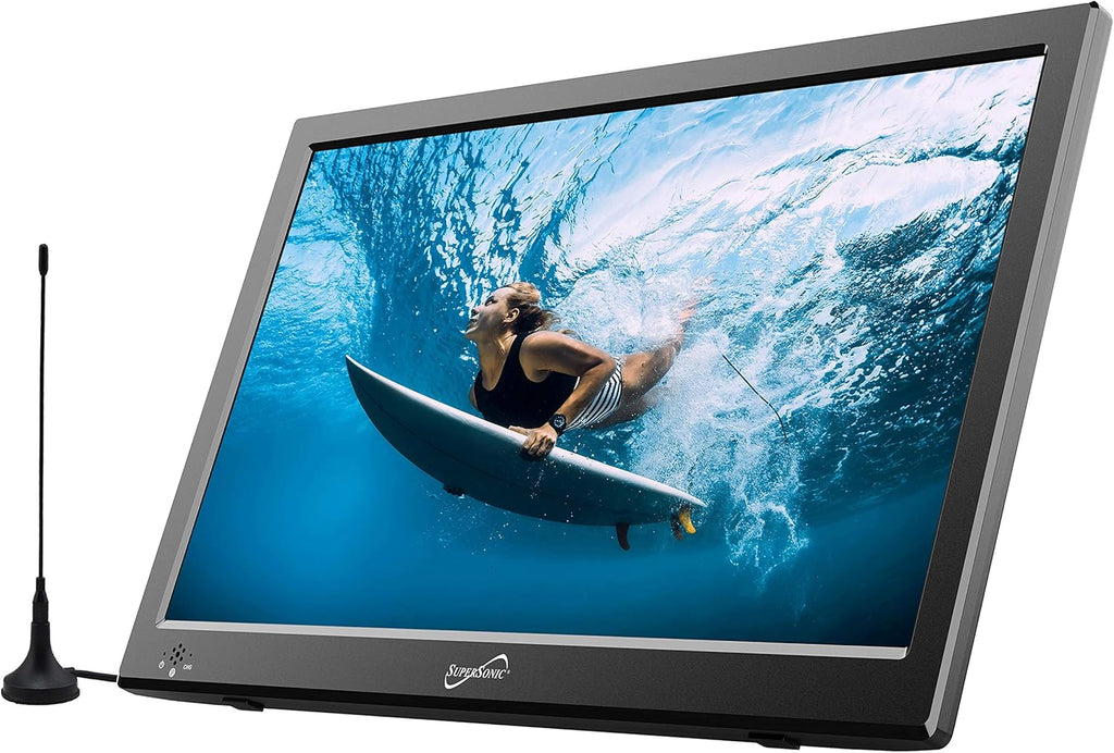 13 Portable Widescreen LED TV with USB/SD Inputs, HDMI, FM Radio, Rechargeable Battery A84102