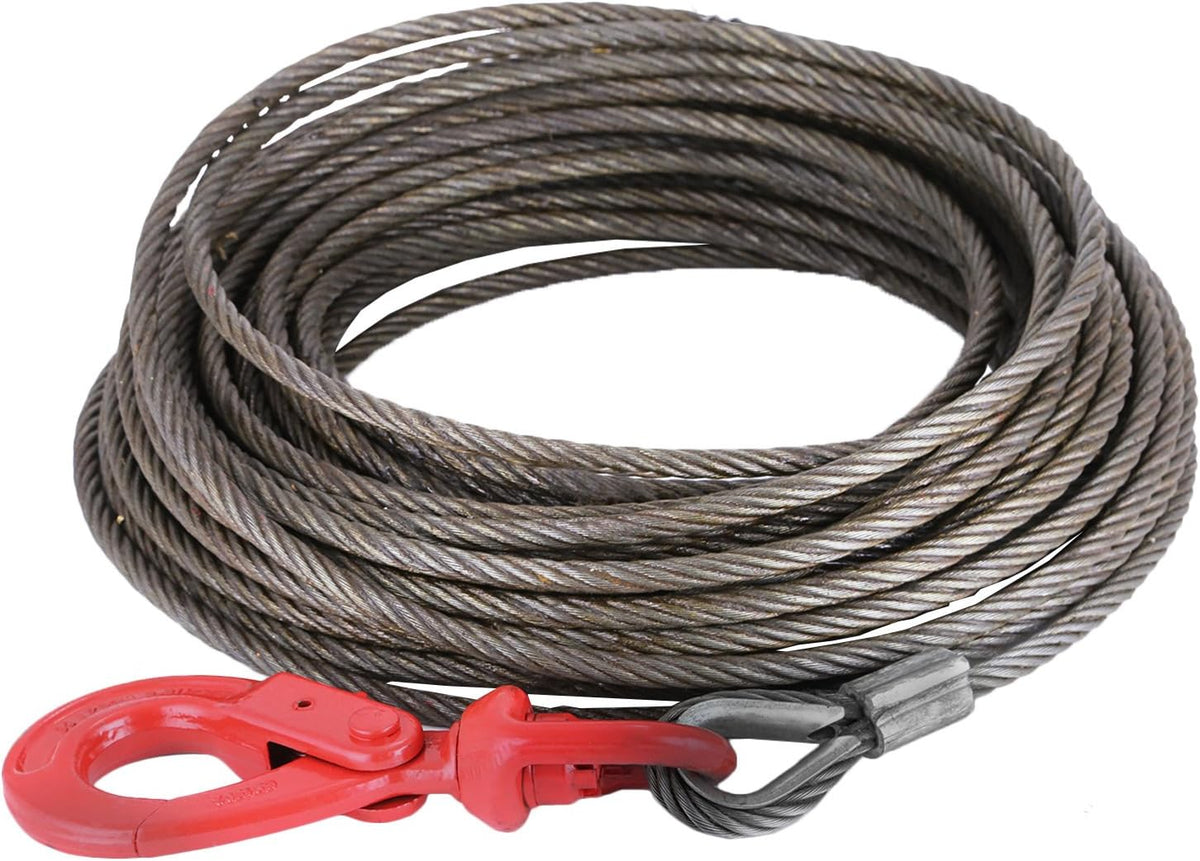 Winch Cable 8/17Inch x 100Ft Replacement Wire Rope 4400LBS Fiber Core Swivel Hook Pack of 2 X862