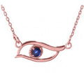 ROSE GOLD CZ SAPPHIRE EVIL EYE PENDANT NECKLACE with 22" chain O5104