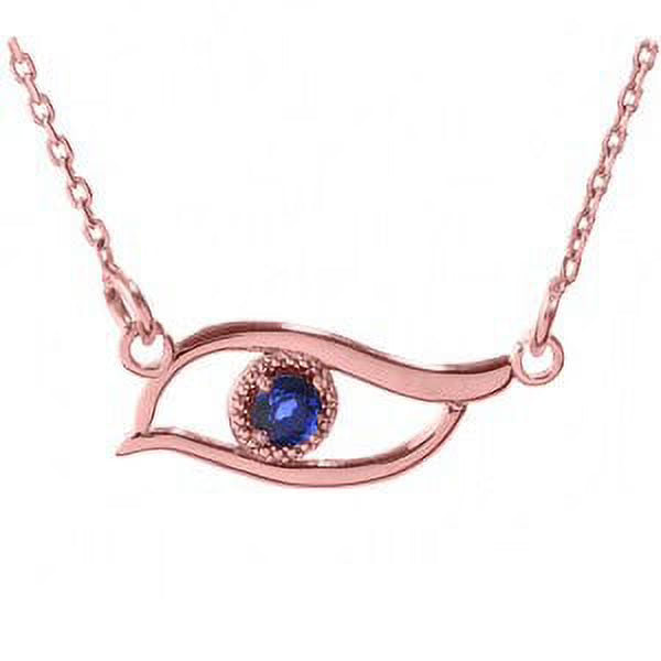 ROSE GOLD CZ SAPPHIRE EVIL EYE PENDANT NECKLACE with 22" chain O5104